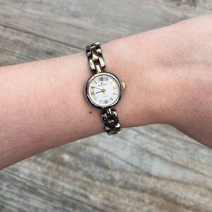 Vintage Pierre Cardin Gold Tone Two-Tone Bracelet Quartz Watch Petite Dainty